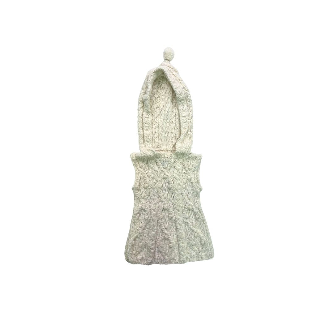 LILI GAUFRETTE - Cremefarbenes Wollkleid mit Kapuze - 3 Monate