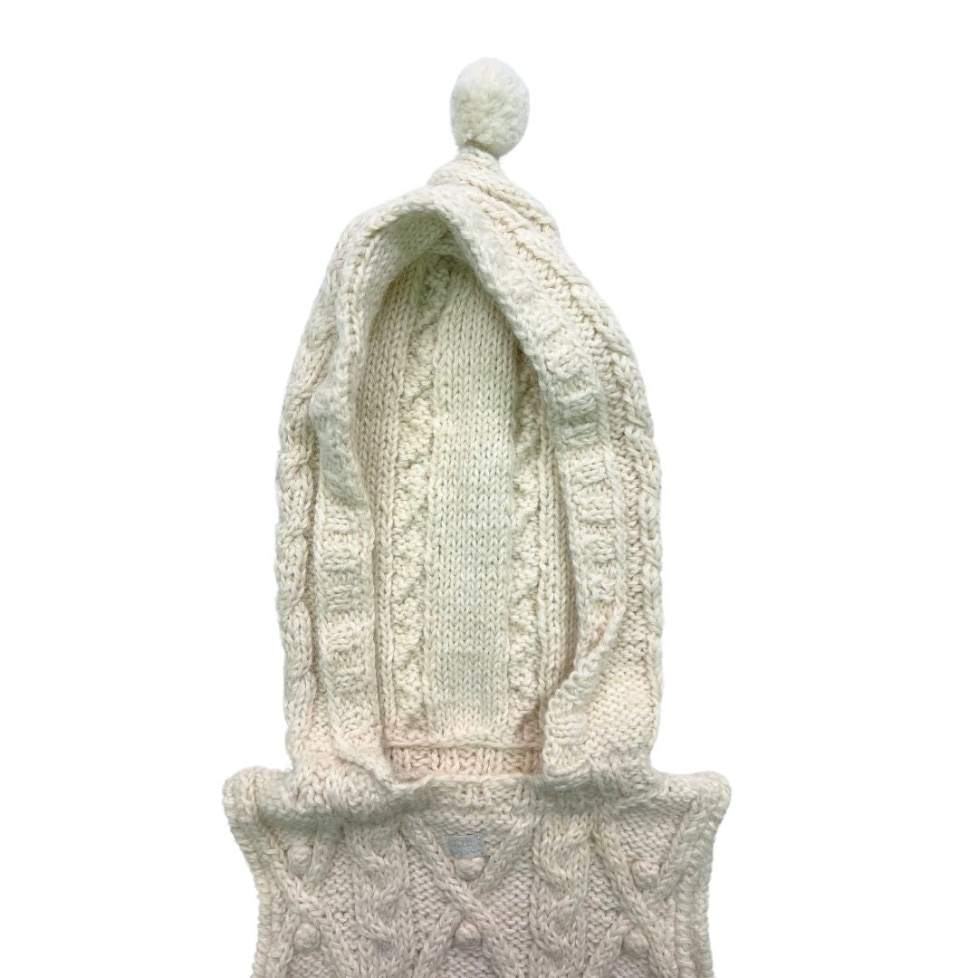 LILI GAUFRETTE - Cremefarbenes Wollkleid mit Kapuze - 3 Monate