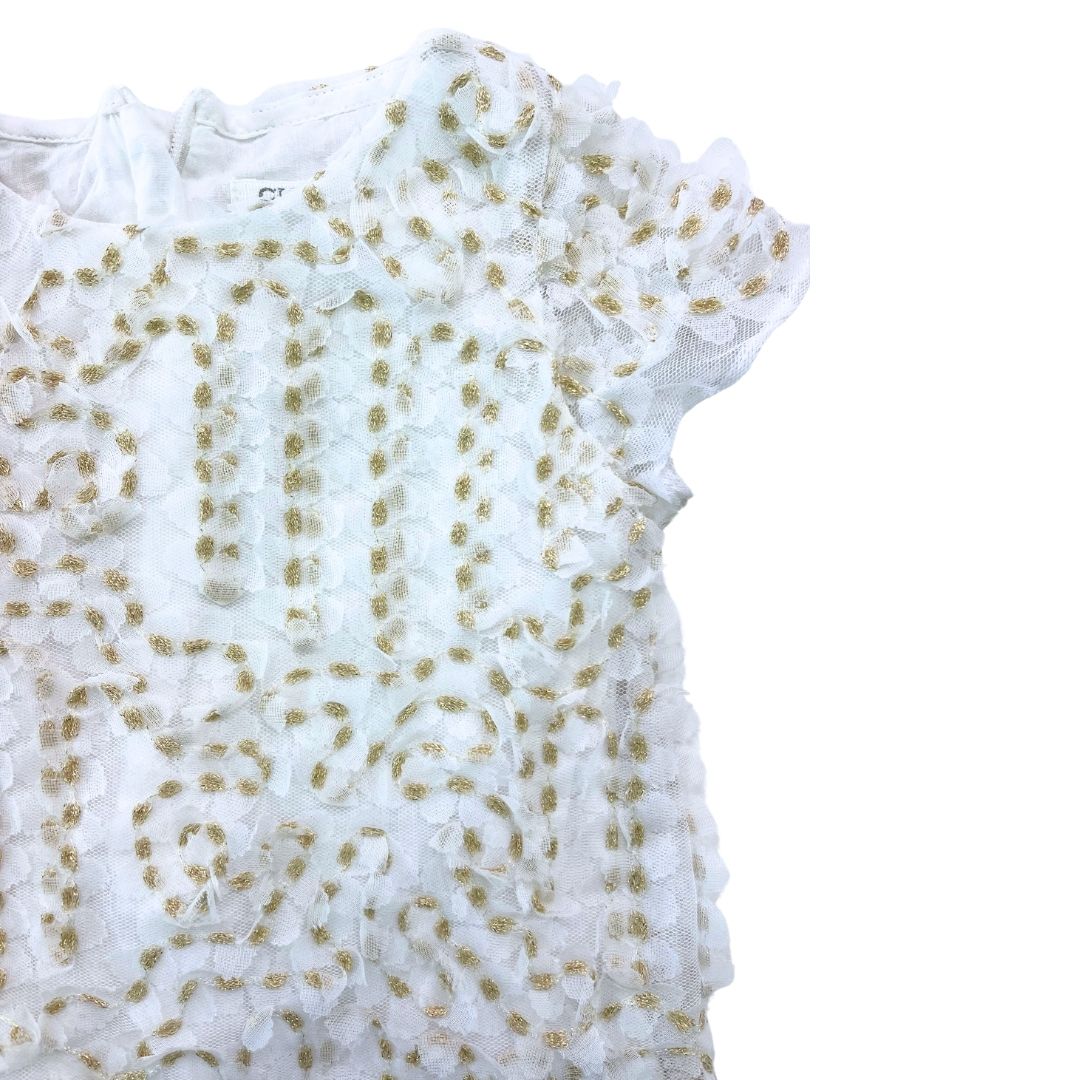 CHARABIA - Kleid aus weißem Tüll und Goldfaden - 12 Monate