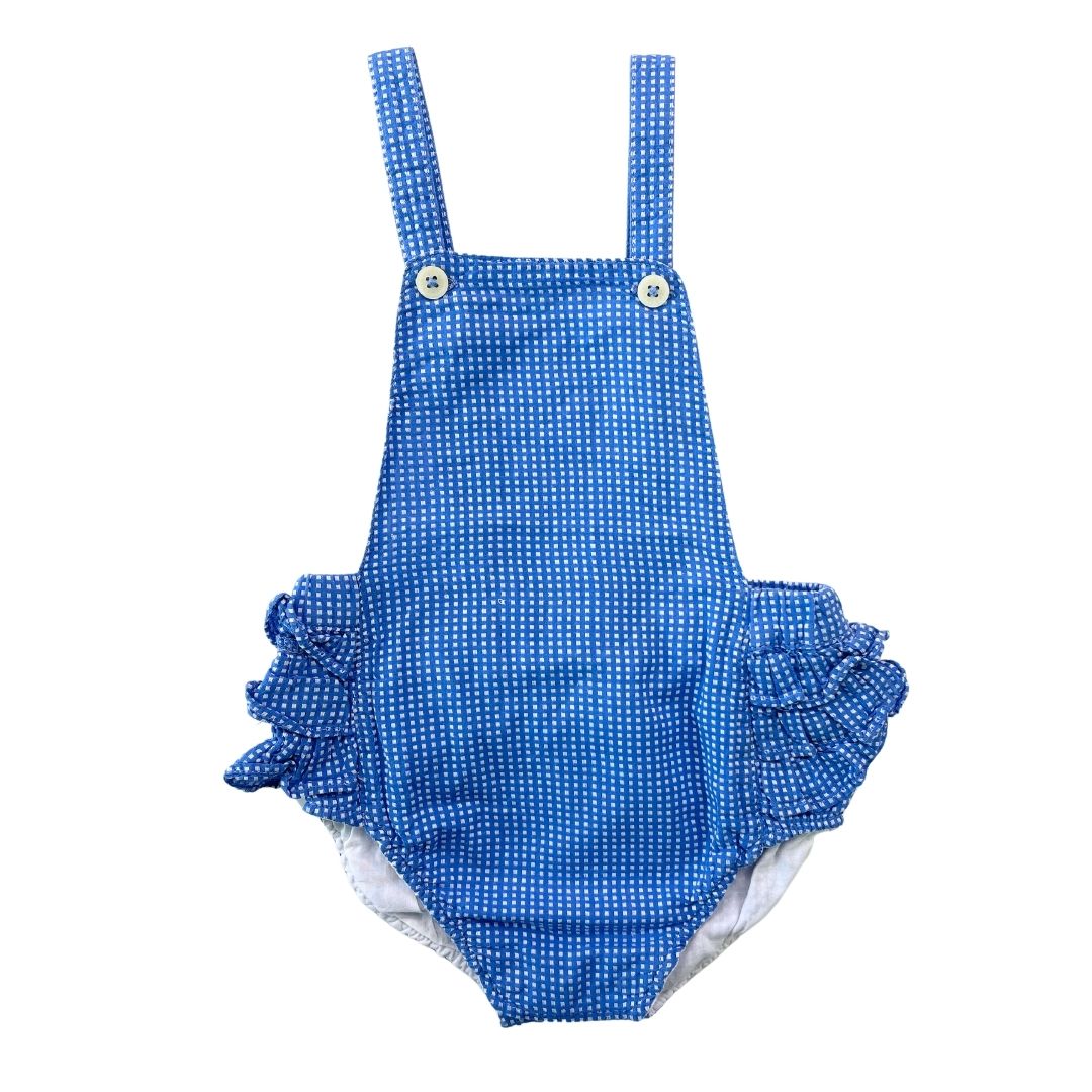 CARREMENT BEAU - Blau karierte Pumphose im Latzhosen-Stil - 6 Monate