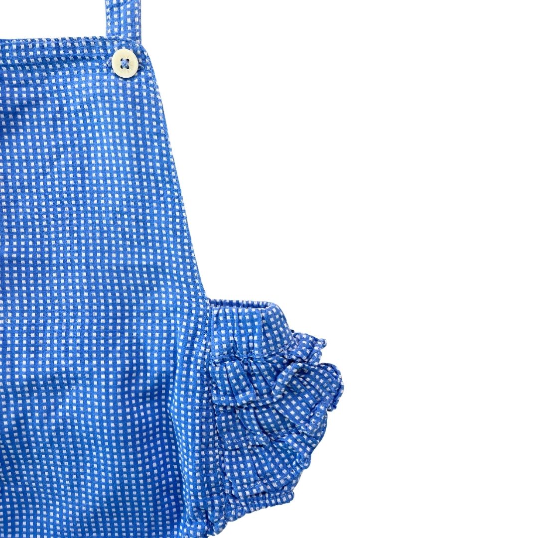 CARREMENT BEAU - Blau karierte Pumphose im Latzhosen-Stil - 6 Monate