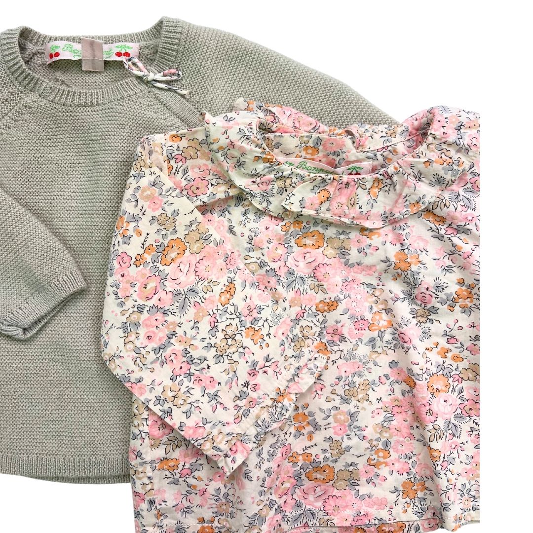 BONPOINT - Ensemble 3 pièces avec blouse à fleurs - 1 ans