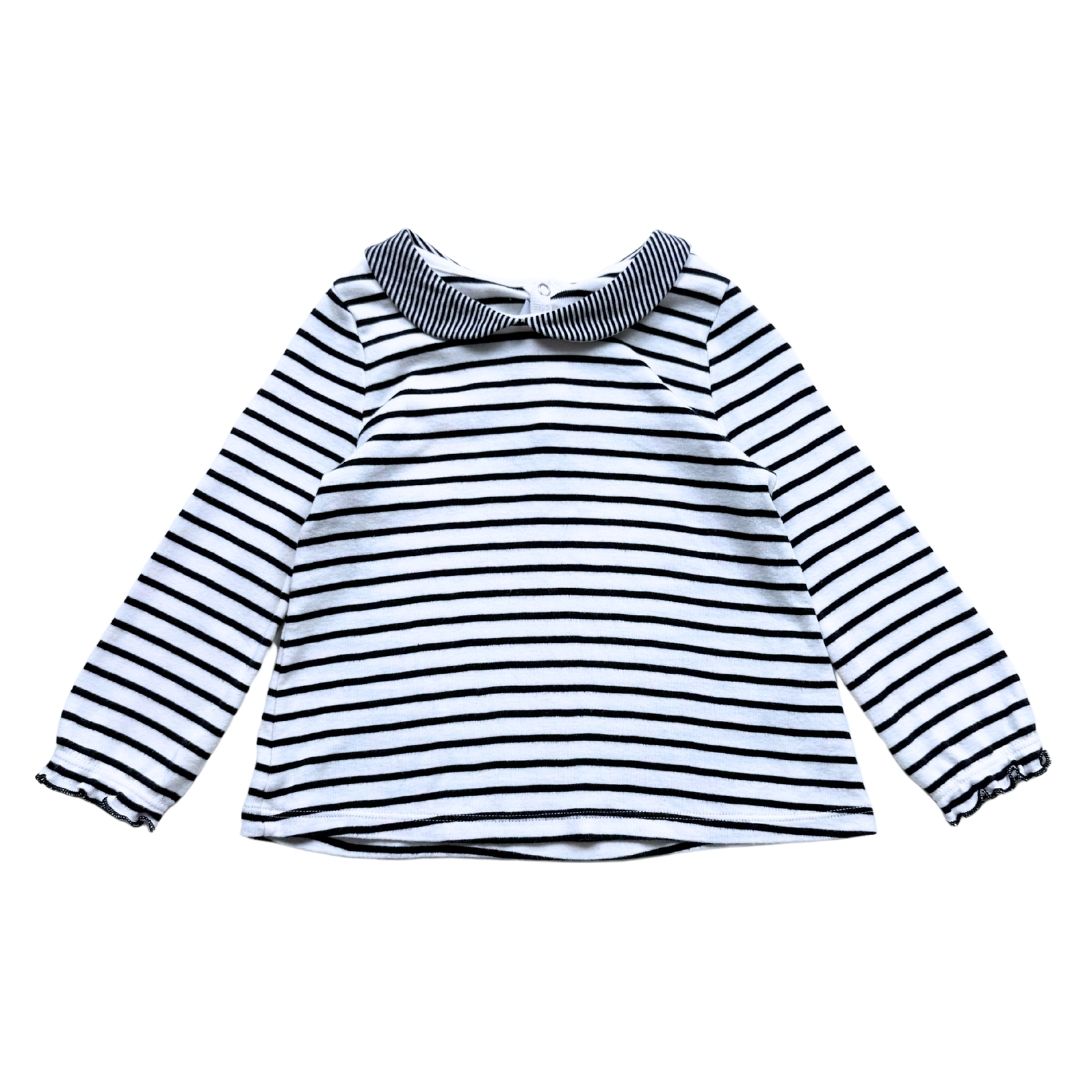 PETIT BATEAU - Blau-weiß gestreiftes T-Shirt - 2 Jahre