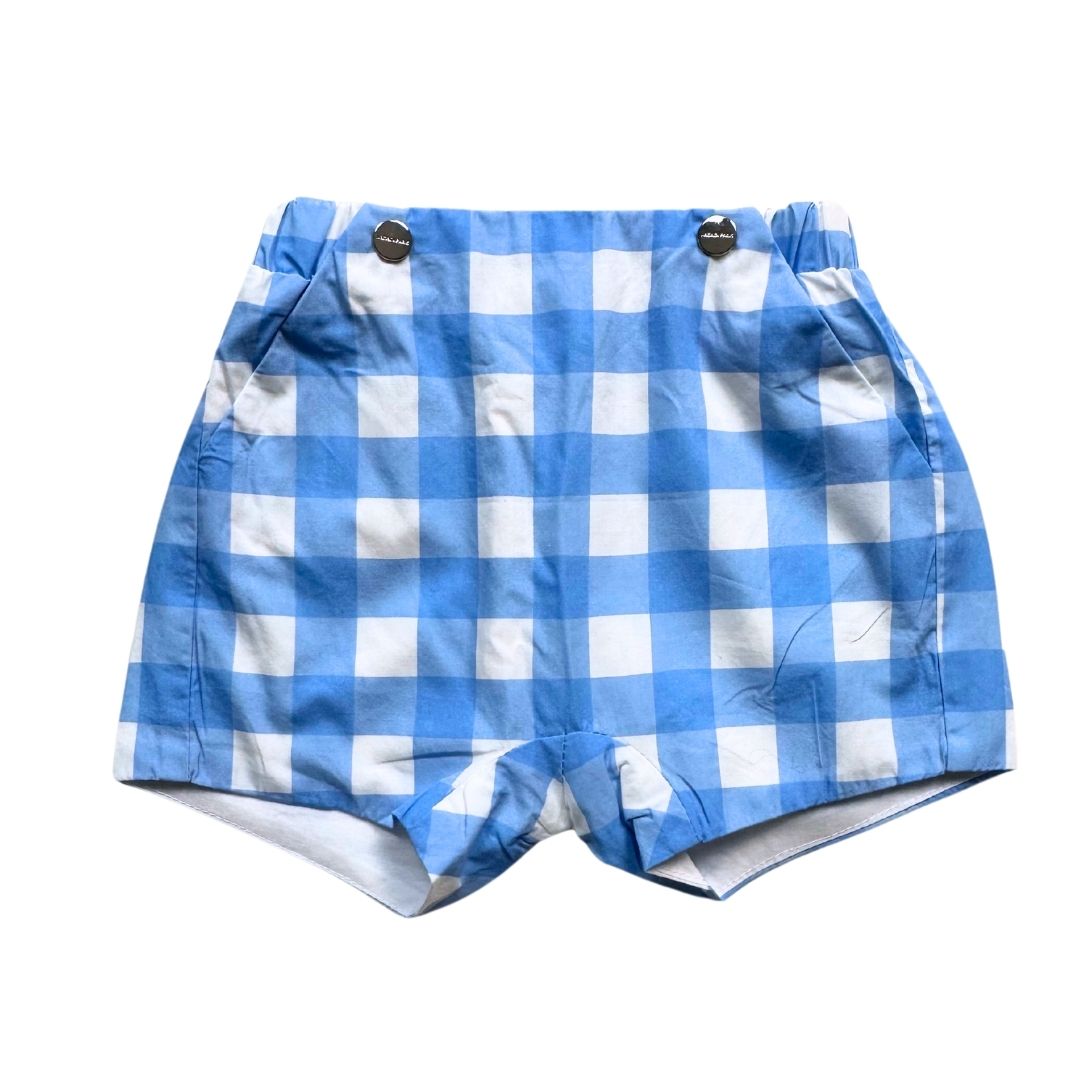 JACADI - Blue and white checked shorts - 6 months