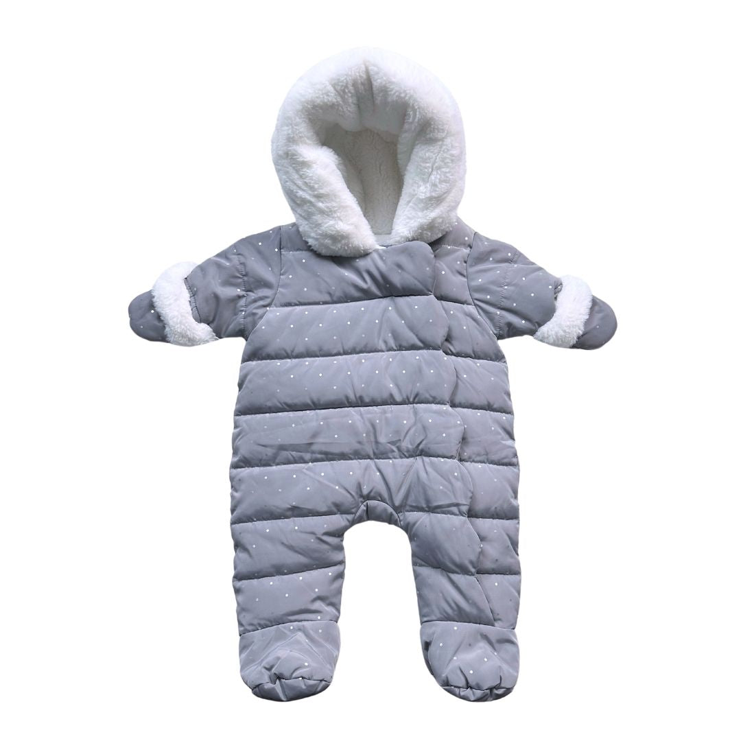 JACADI - Grey polka dot fur-lined jumpsuit - 3 months