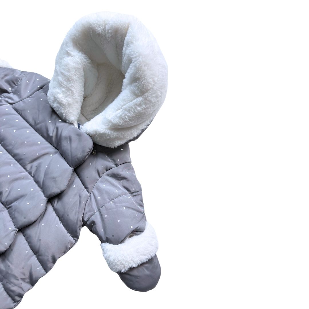 JACADI - Grey polka dot fur-lined jumpsuit - 3 months