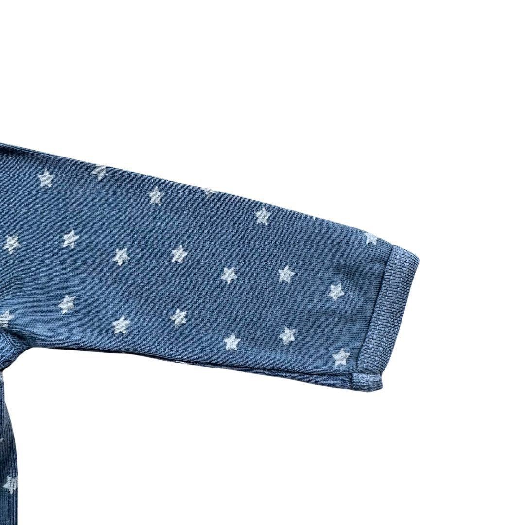 PETIT BATEAU - Blue bodysuit with long sleeves and stars - 3 months