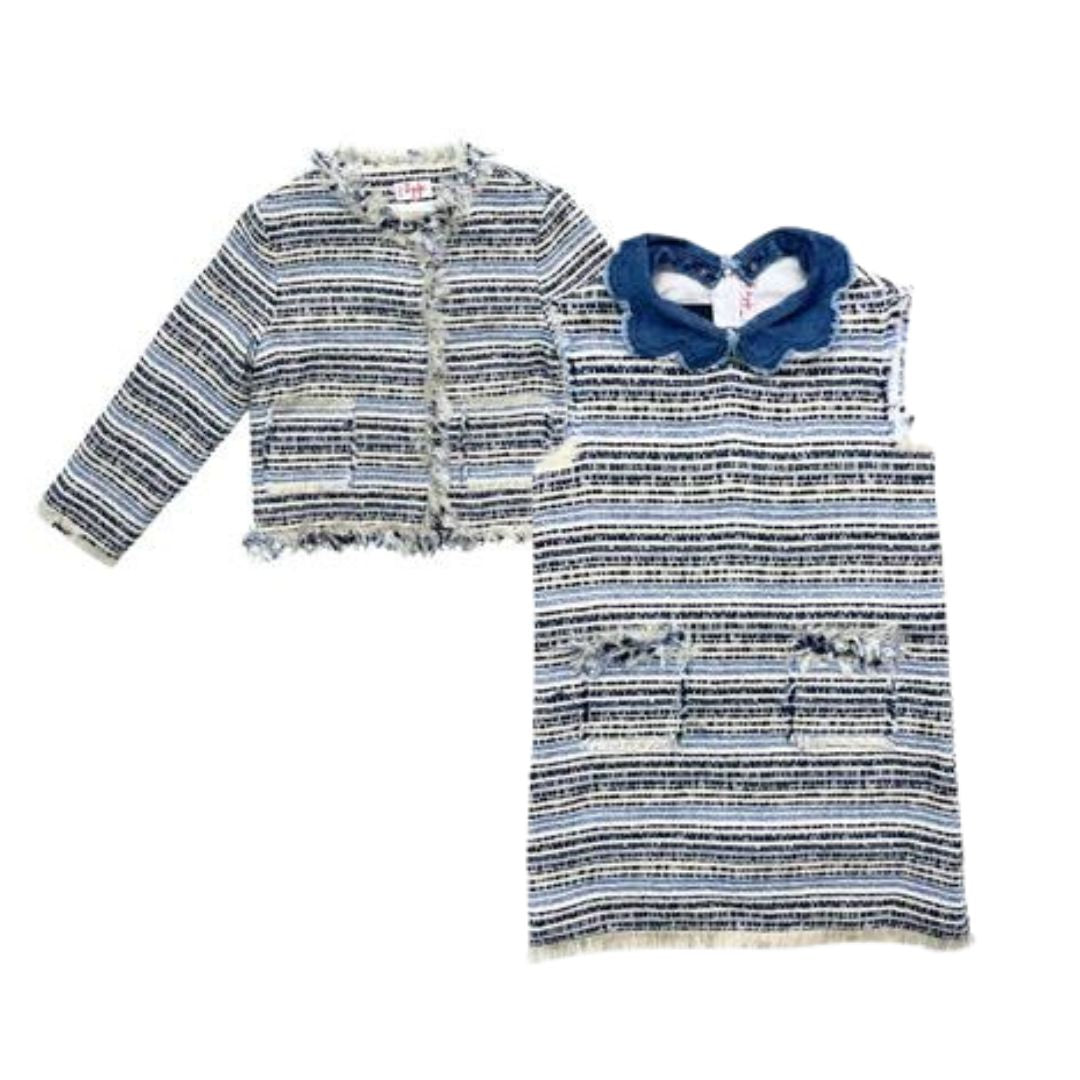IL GUFO - Ensemble veste légère et robe à rayures - 5 ans