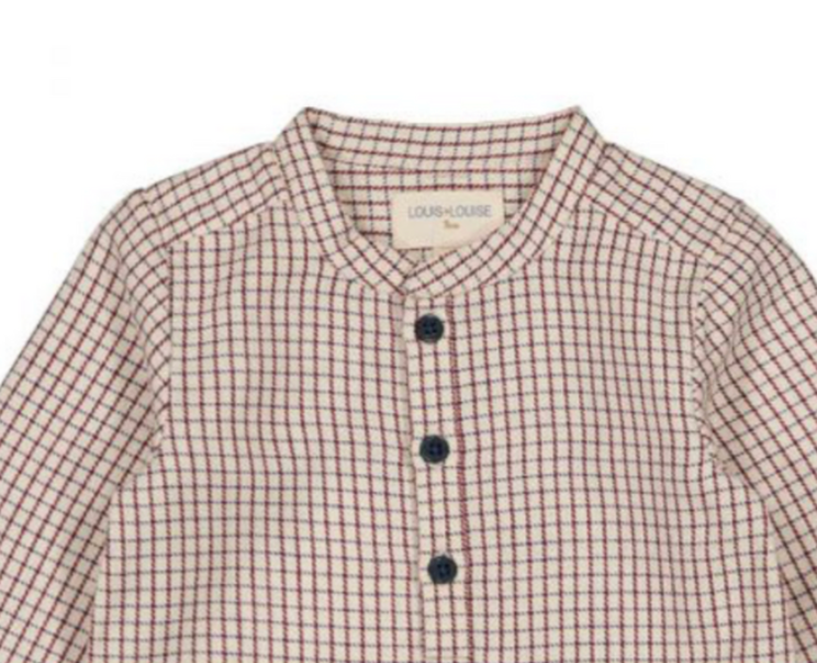 LOUIS LOUISE - Chemisier en coton à carreaux col mao - 18 mois