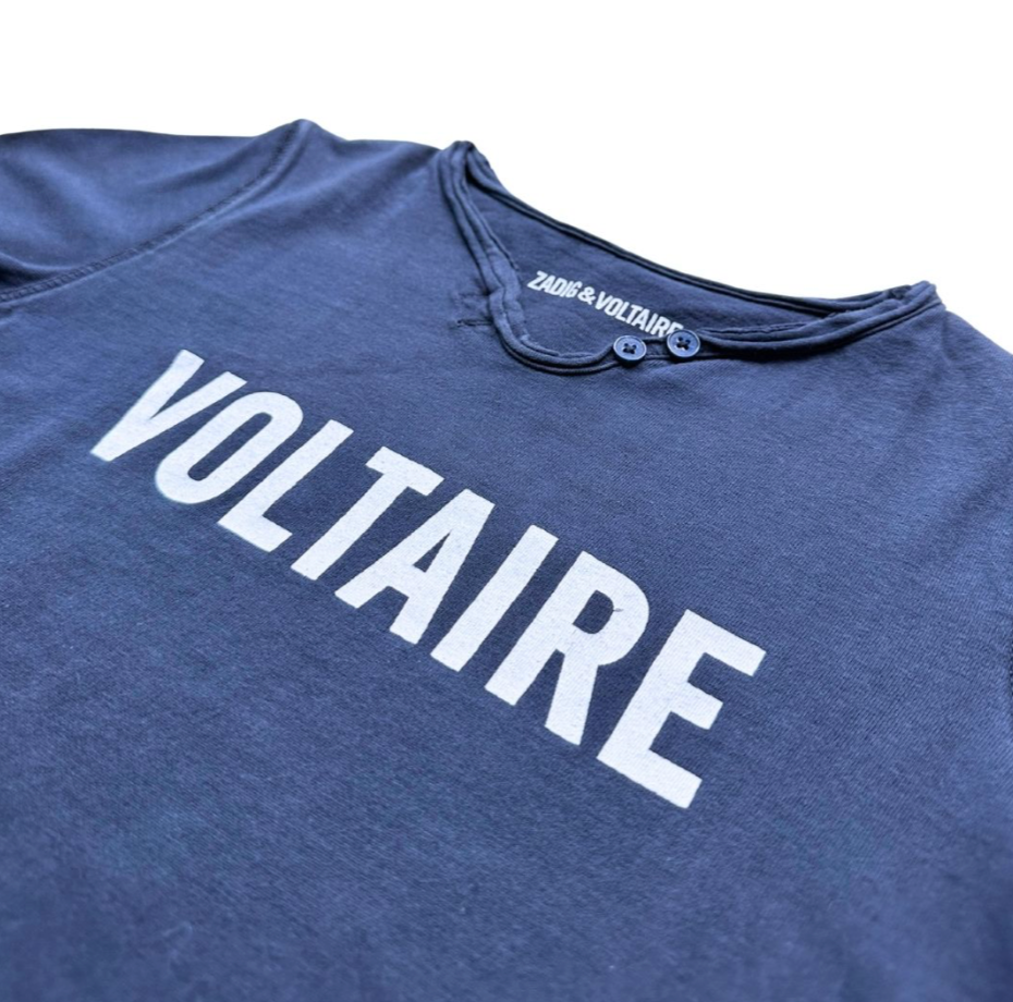 ZADIG & VOLTAIRE - Marineblaues T-Shirt mit „Voltaire“-Aufdruck - 5 Jahre