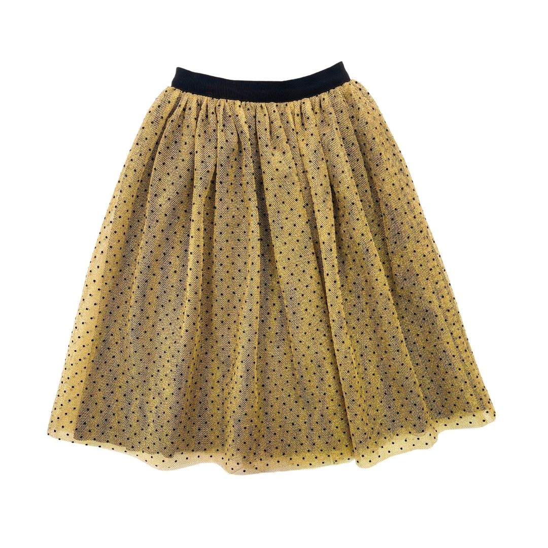 BONPOINT - Gold skirt with black velvet polka dots - 6 years