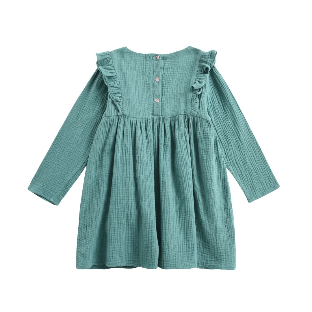 LOUISE MISHA - Grünes langärmliges besticktes Kleid - 4 Jahre