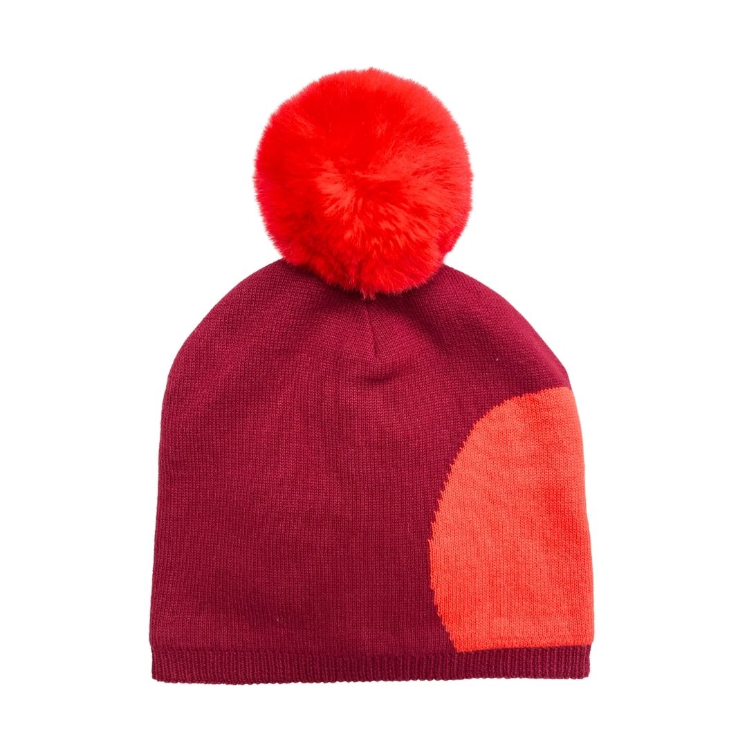 JACADI - Red pompom hat - 3 years old