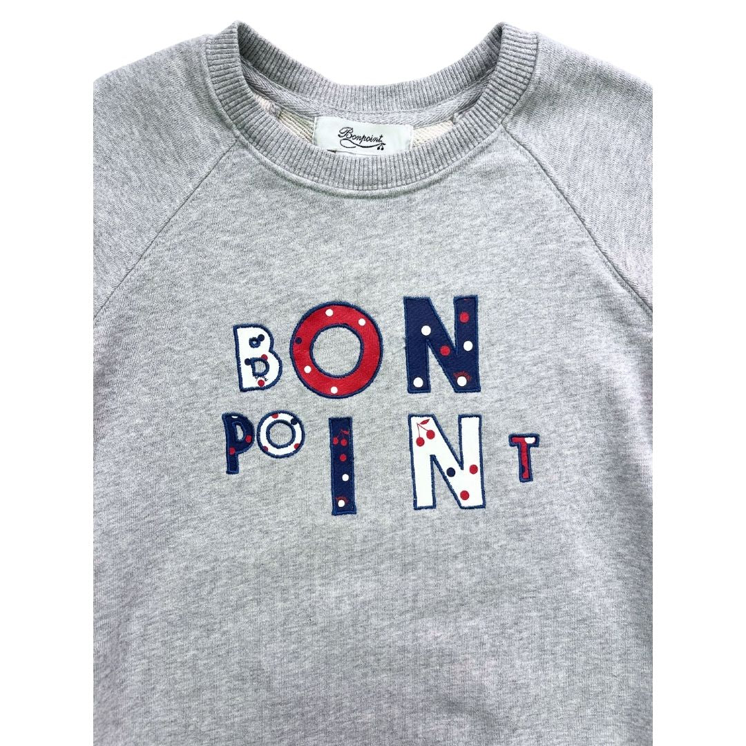 BONPOINT - Graues Sweatshirt mit gestickten Buchstaben - 4 Jahre