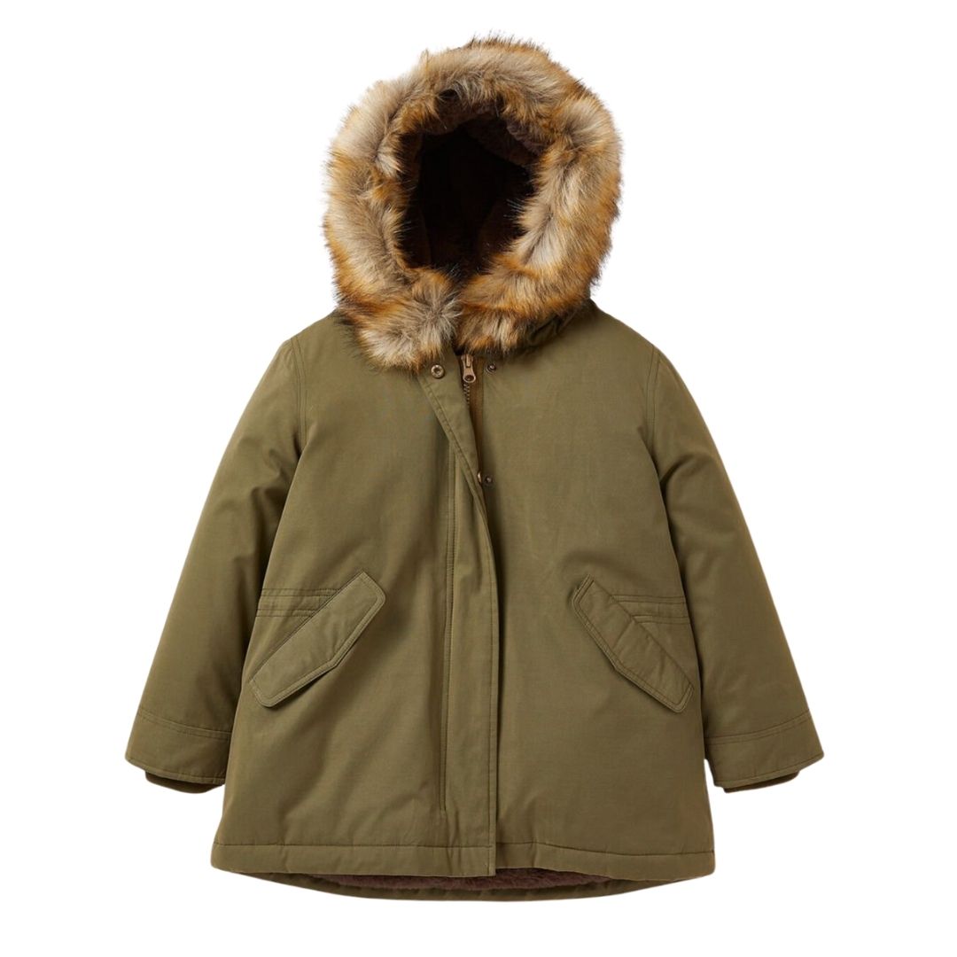 CYRILLUS - Khakifarbener Parka mit Fellkapuze - 6 Jahre