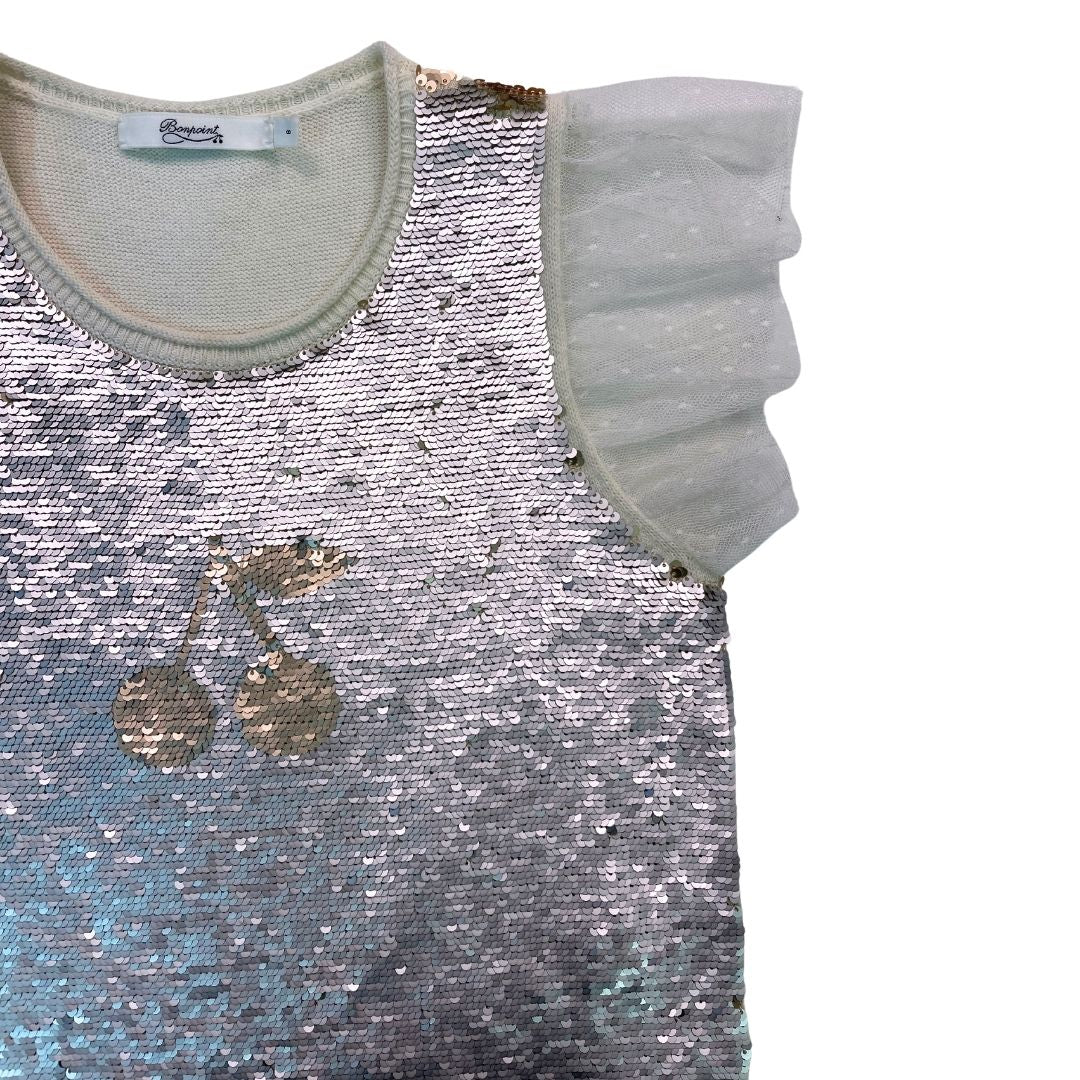 BONPOINT - Beige sweater-effect top with reversible sequins - 8 years