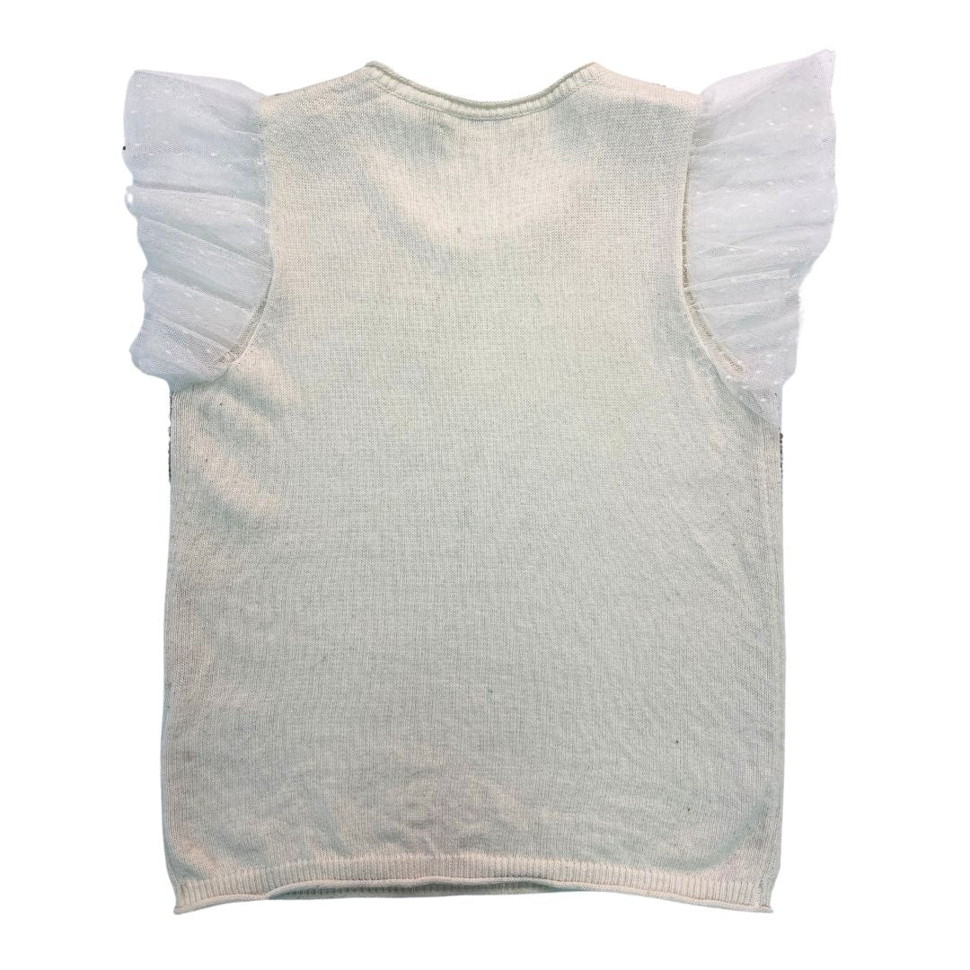 BONPOINT - Beige sweater-effect top with reversible sequins - 8 years