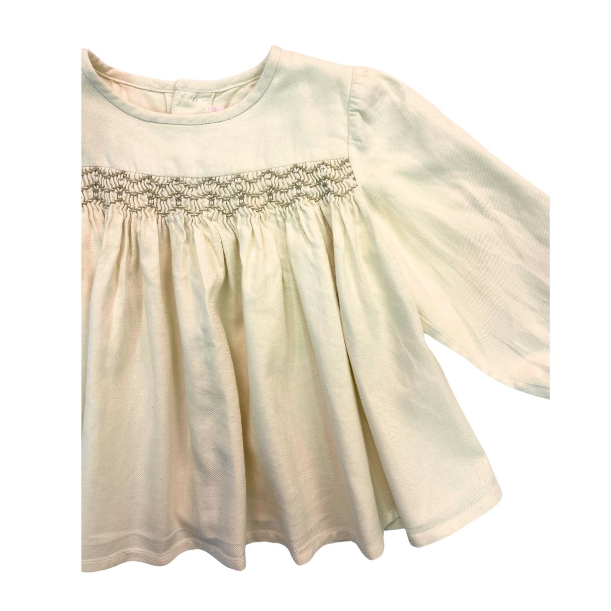 BONPOINT - Langarmbluse aus ecrufarbener Baumwolle - 2 Jahre