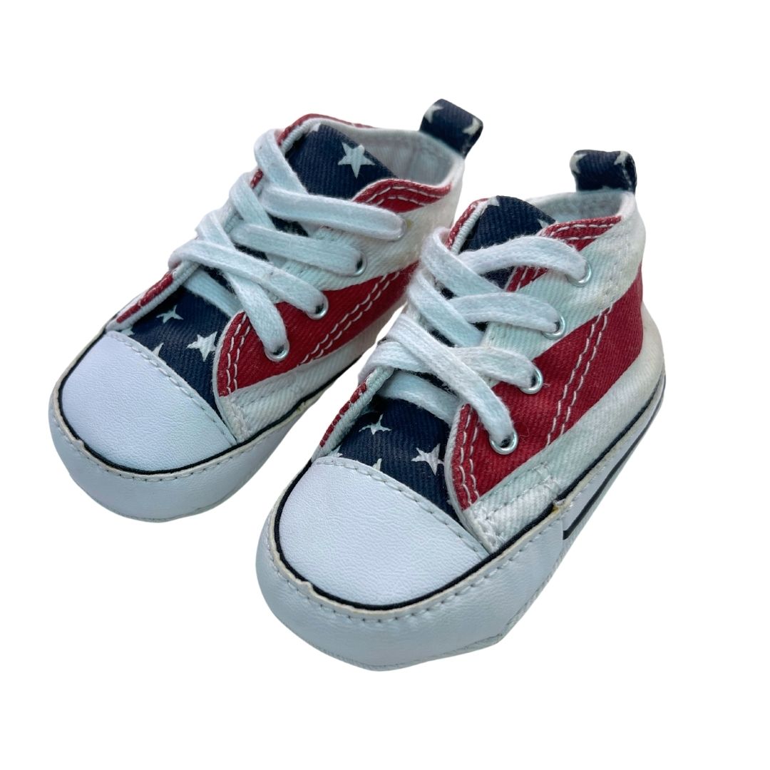 CONVERSE - Chaussons effet baskets imprimé drapeau américain - Pointure 18