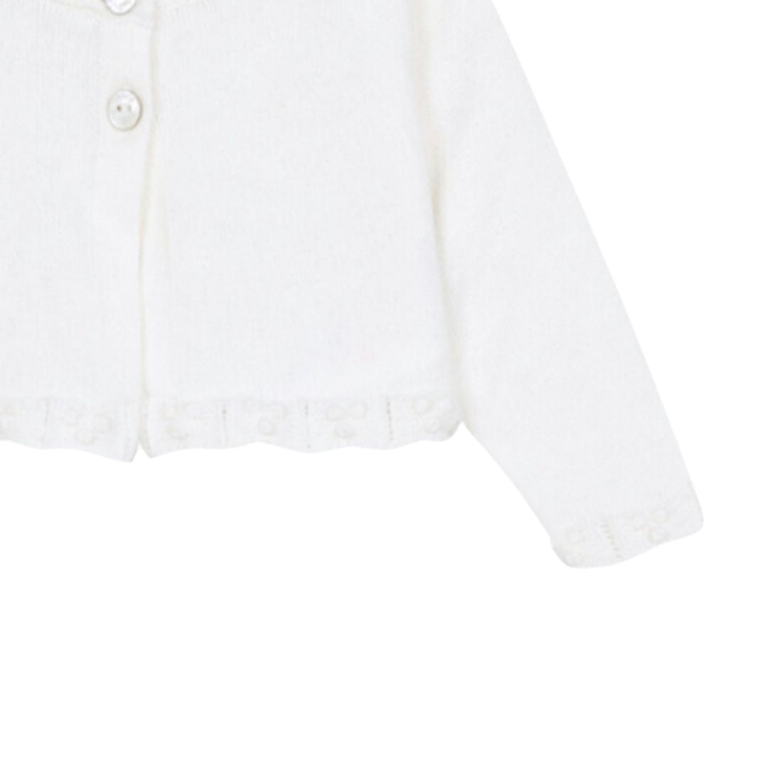 TARTINE & CHOCOLAT - Cardigan de cérémonie court blanc brodé - 2 ans