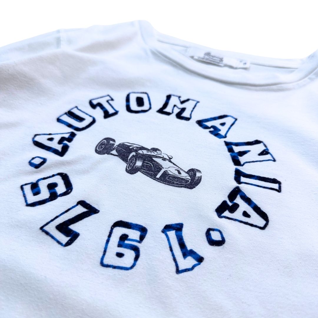 BONPOINT - T-shirt blanc à manches longues avec imprimé bleu - 12 ans