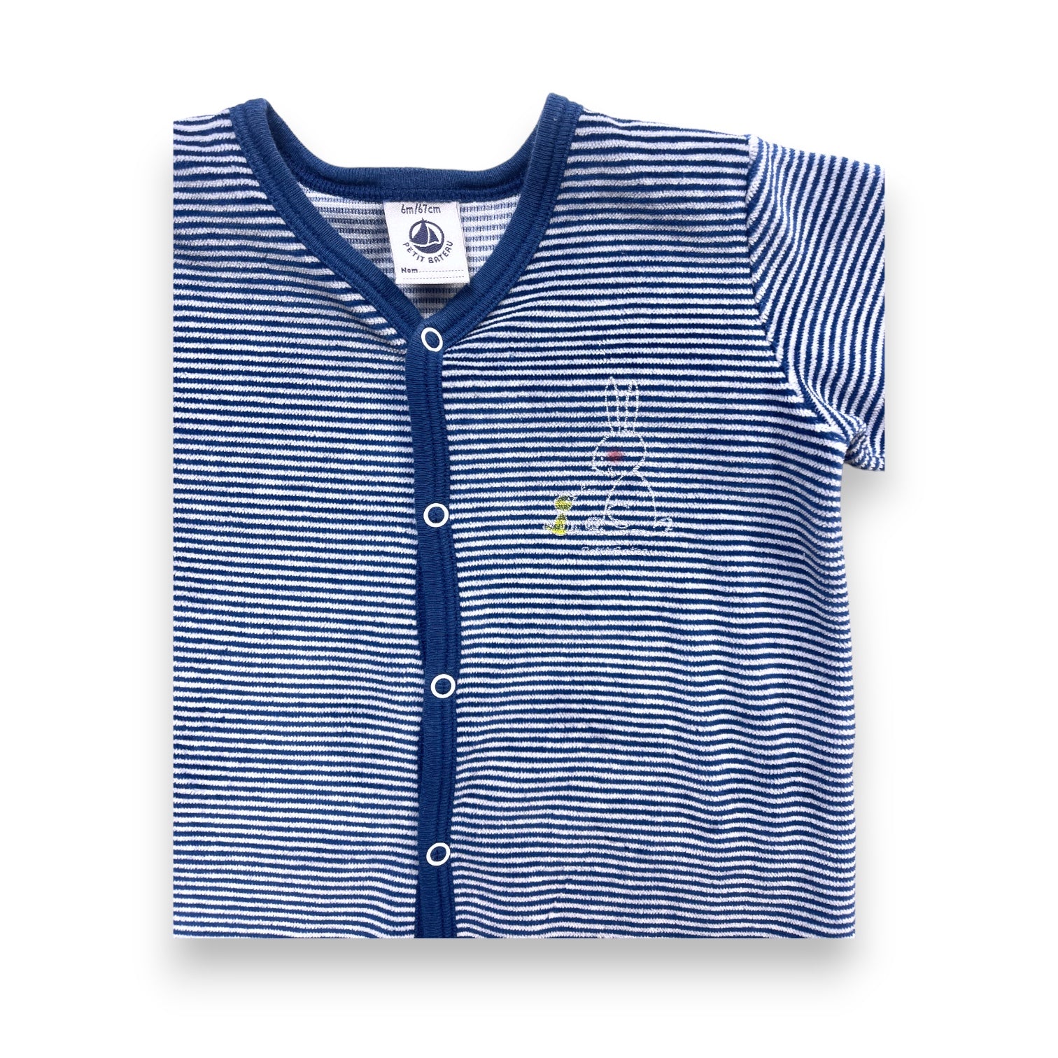 PETIT BATEAU - Pyjama à rayures blanc et bleu - 6 mois