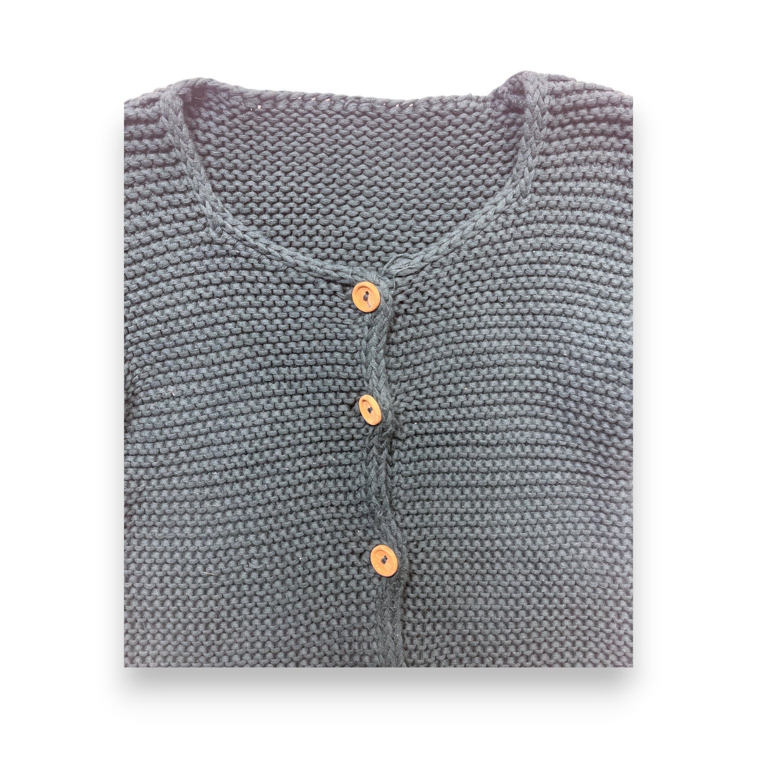 POUDRE ORGANIC - Cardigan vert sapin en crochet (neuf) - 18 mois