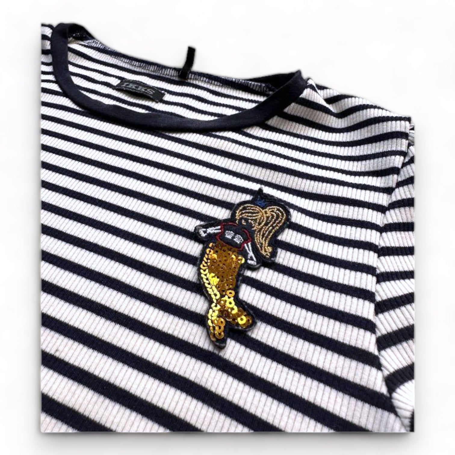 IKKS - T-shirt à manches courtes bleu et blanc à rayures - 12 ans