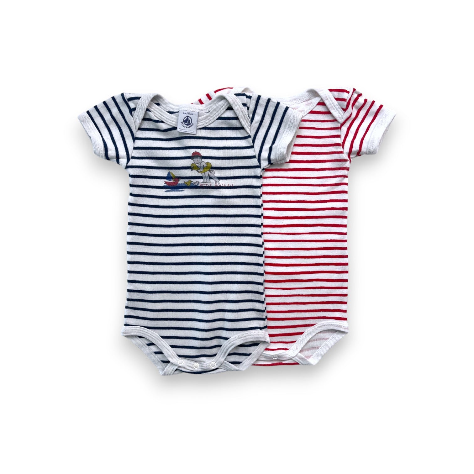 PETIT BATEAU - Lot de 7 bodies manches courtes colorés - 6 mois