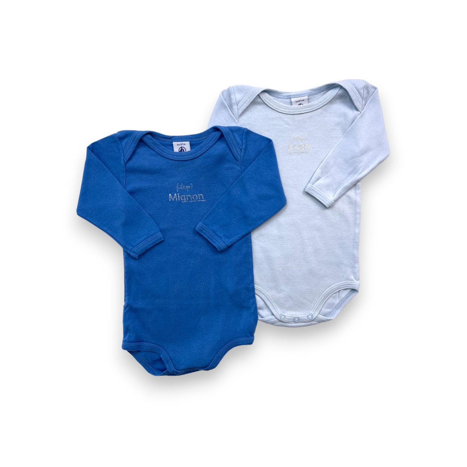 PETIT BATEAU - Lot de 2 bodies manches longues - 6 mois