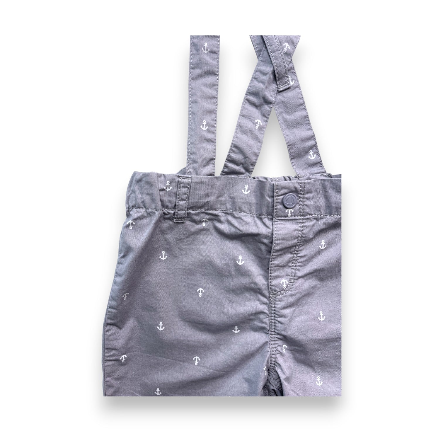 PETIT BATEAU - Salopette grise motif ancres - 3 ans