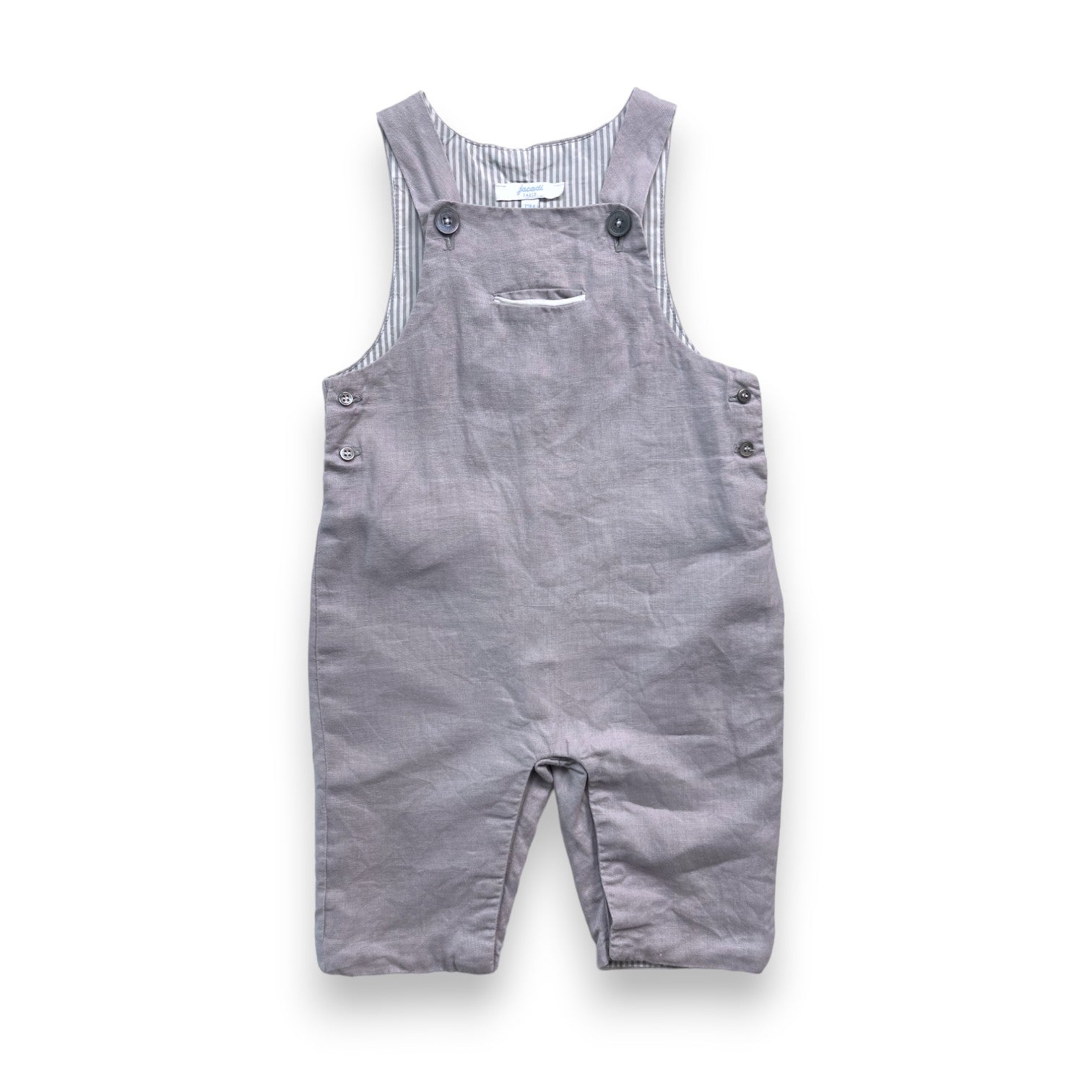 JACADI - Salopette en lin gris souris - 12 mois