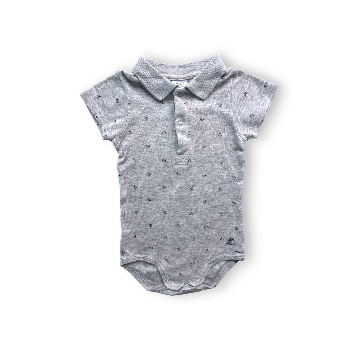 PETIT BATEAU Body gris motifs ancres 18 mois
