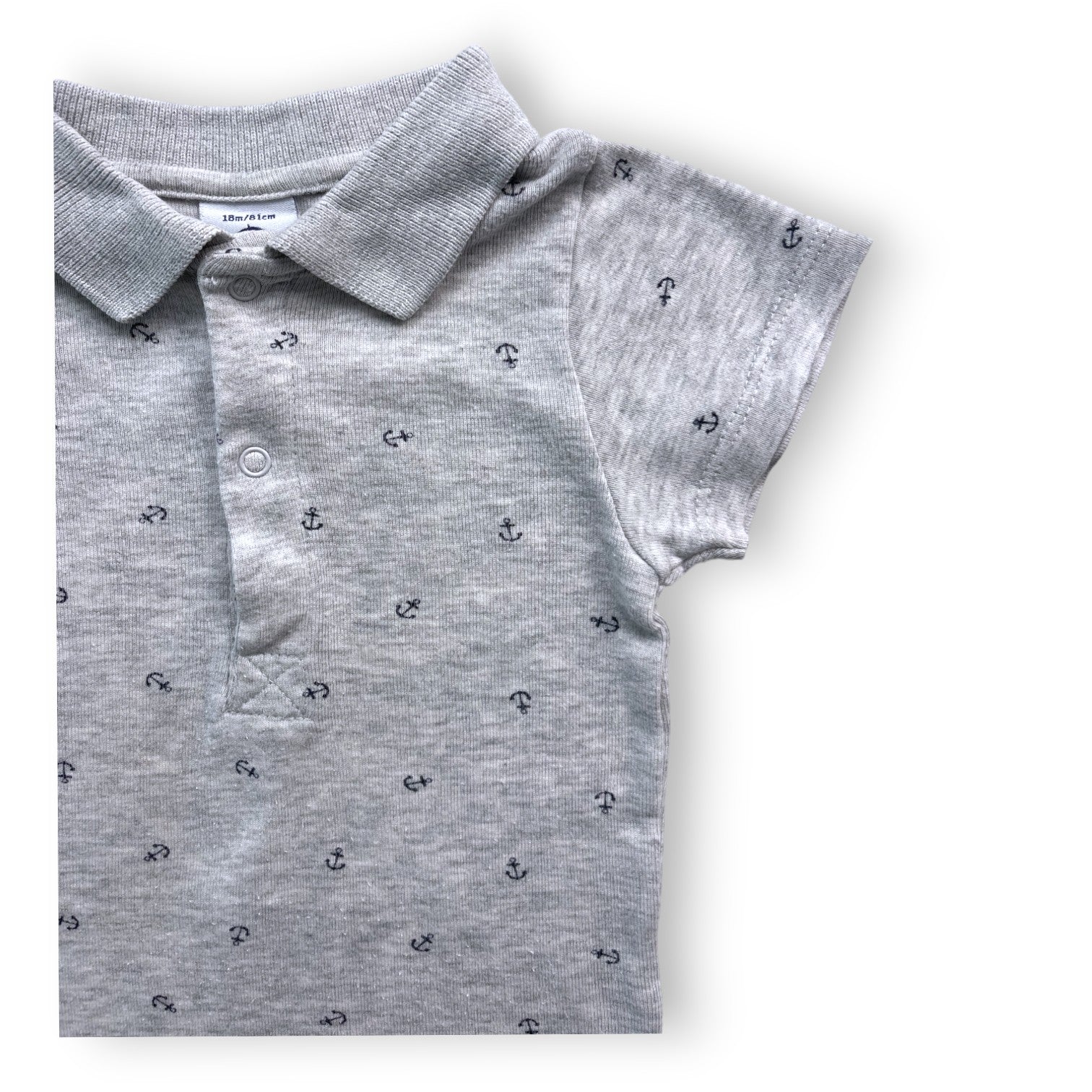 PETIT BATEAU - Body gris motifs ancres - 18 mois