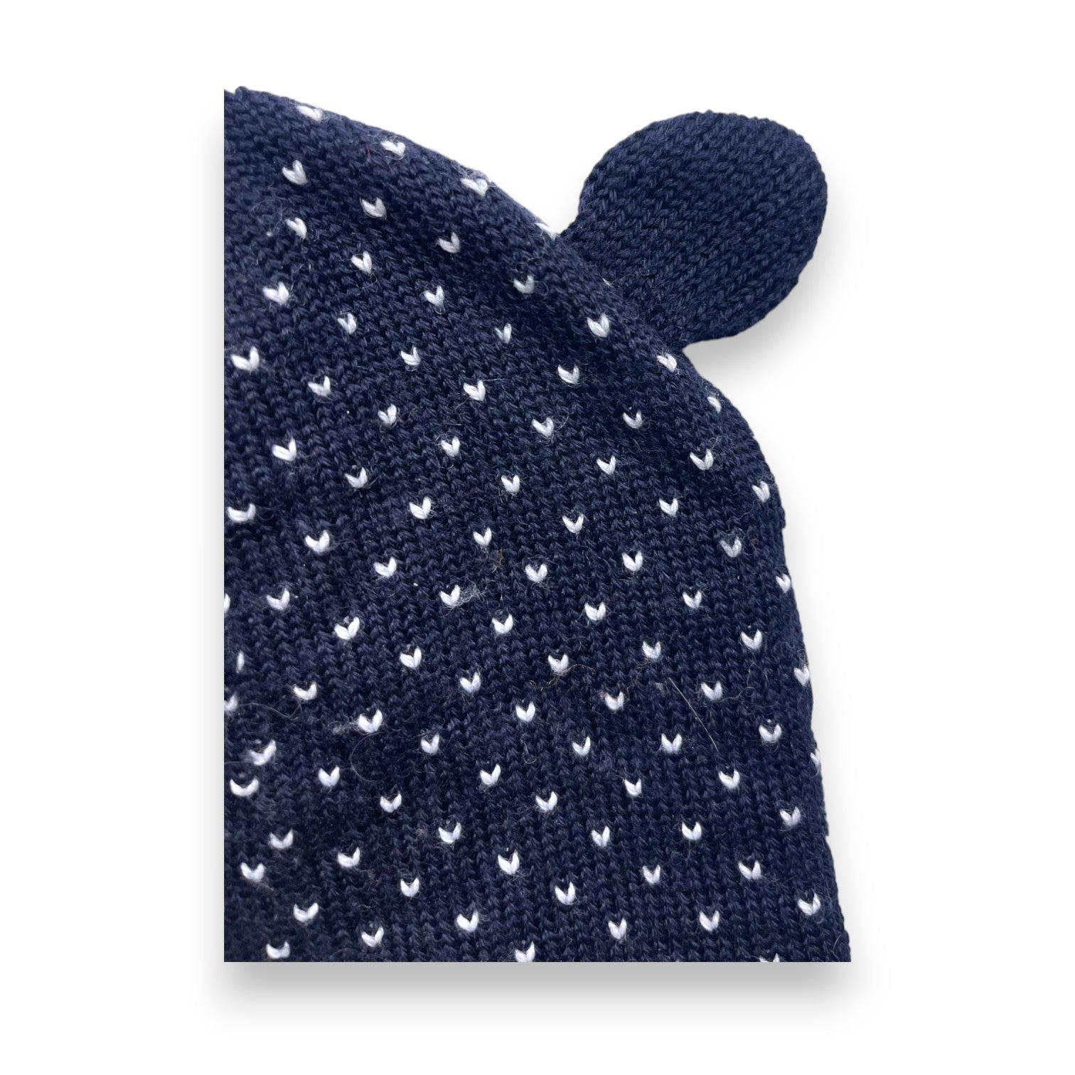 PETIT BATEAU - Bonnet bleu marine coeurs blancs - 12 mois