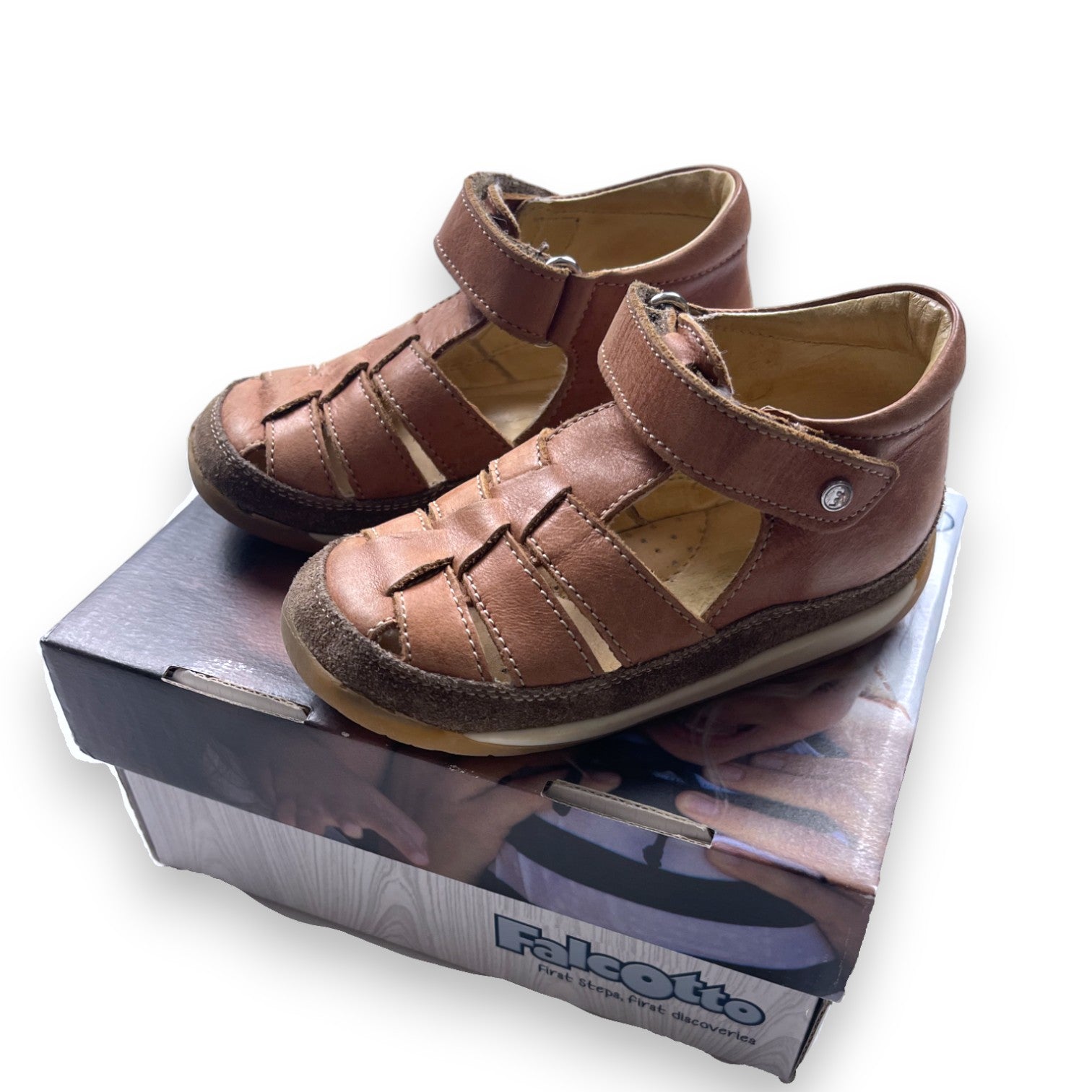 FALCOTTO - Sandales semi-fermées cuir marrons - Pointure 23