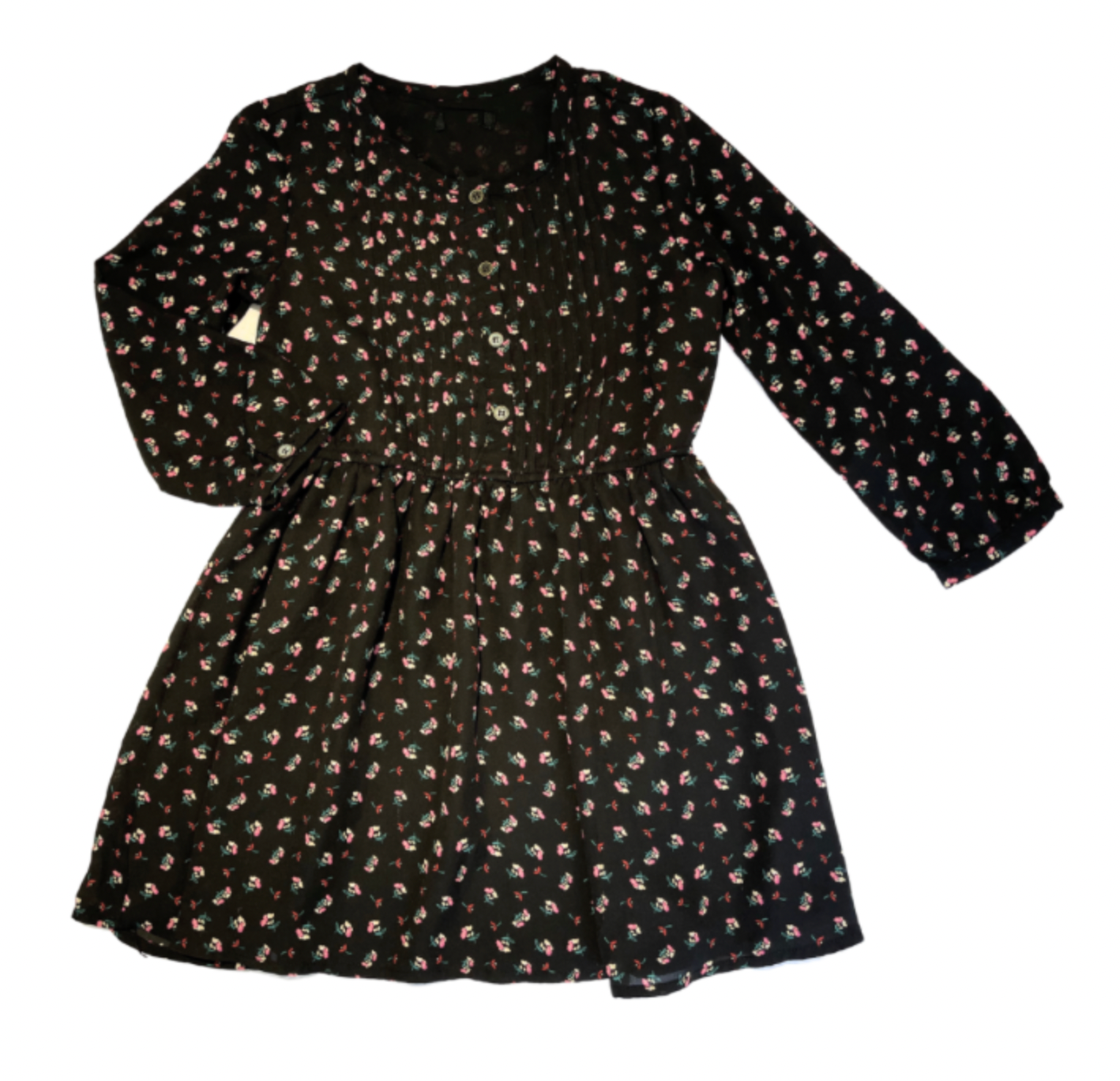 VINTAGE - Black floral dress - 8 years old