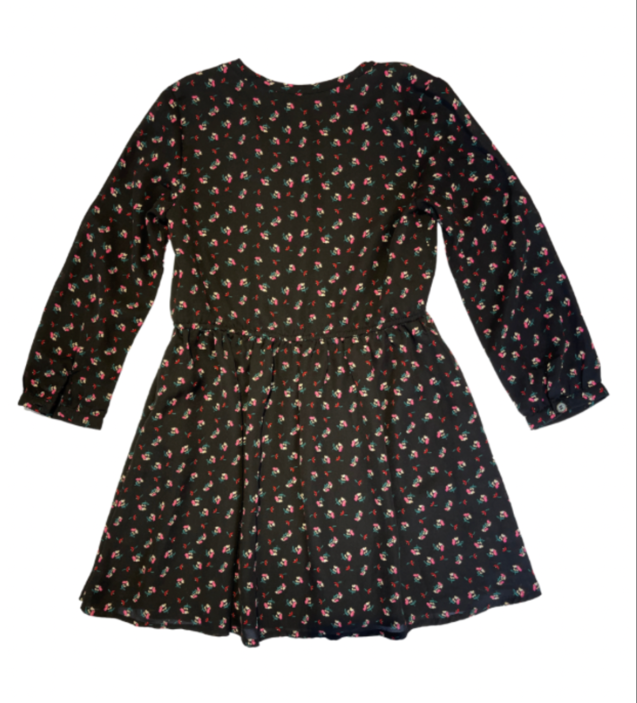 VINTAGE - Black floral dress - 8 years old
