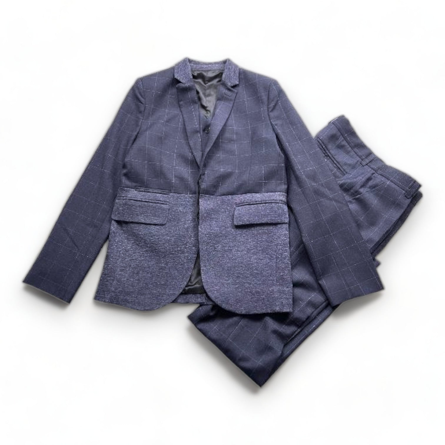DIOR - Navy blue checked wool suit set - 12 years