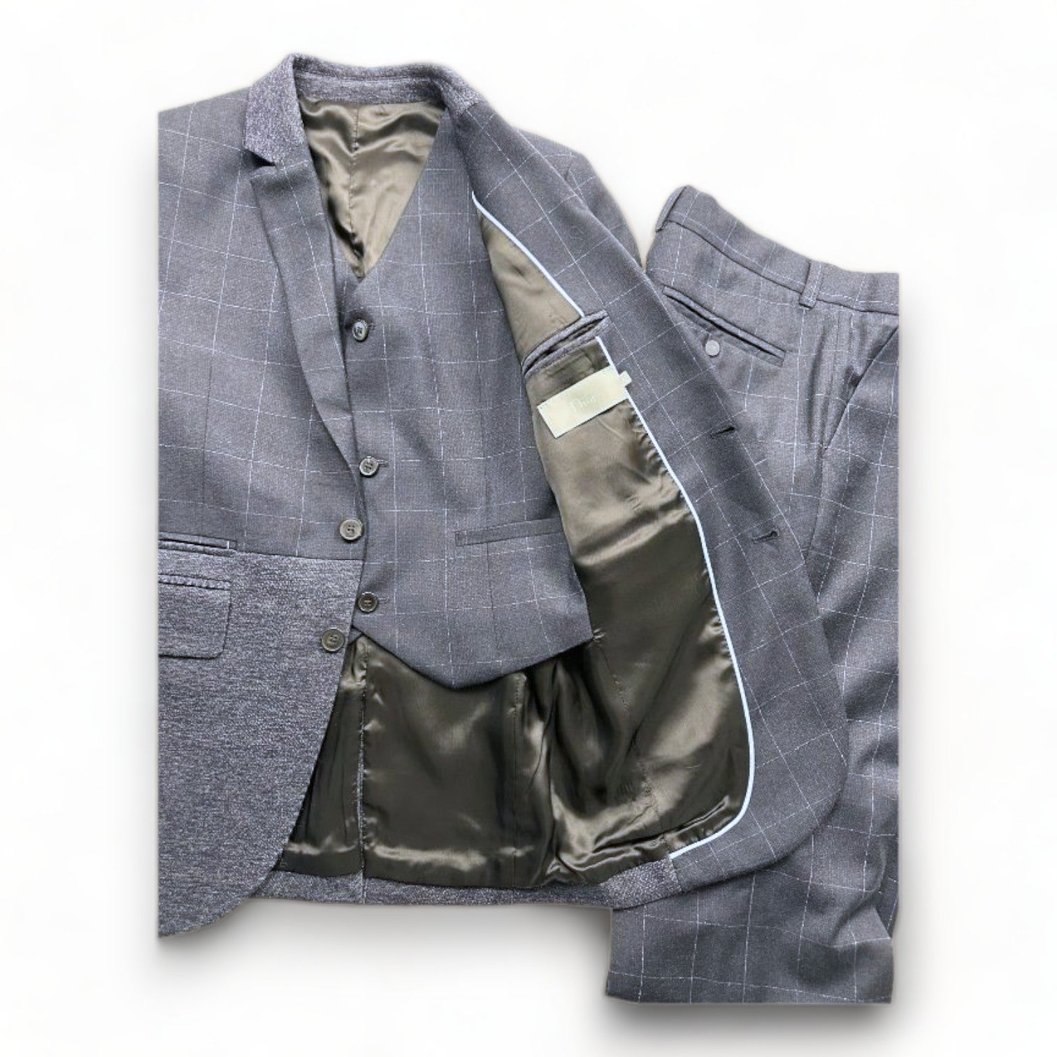 DIOR - Navy blue checked wool suit set - 12 years