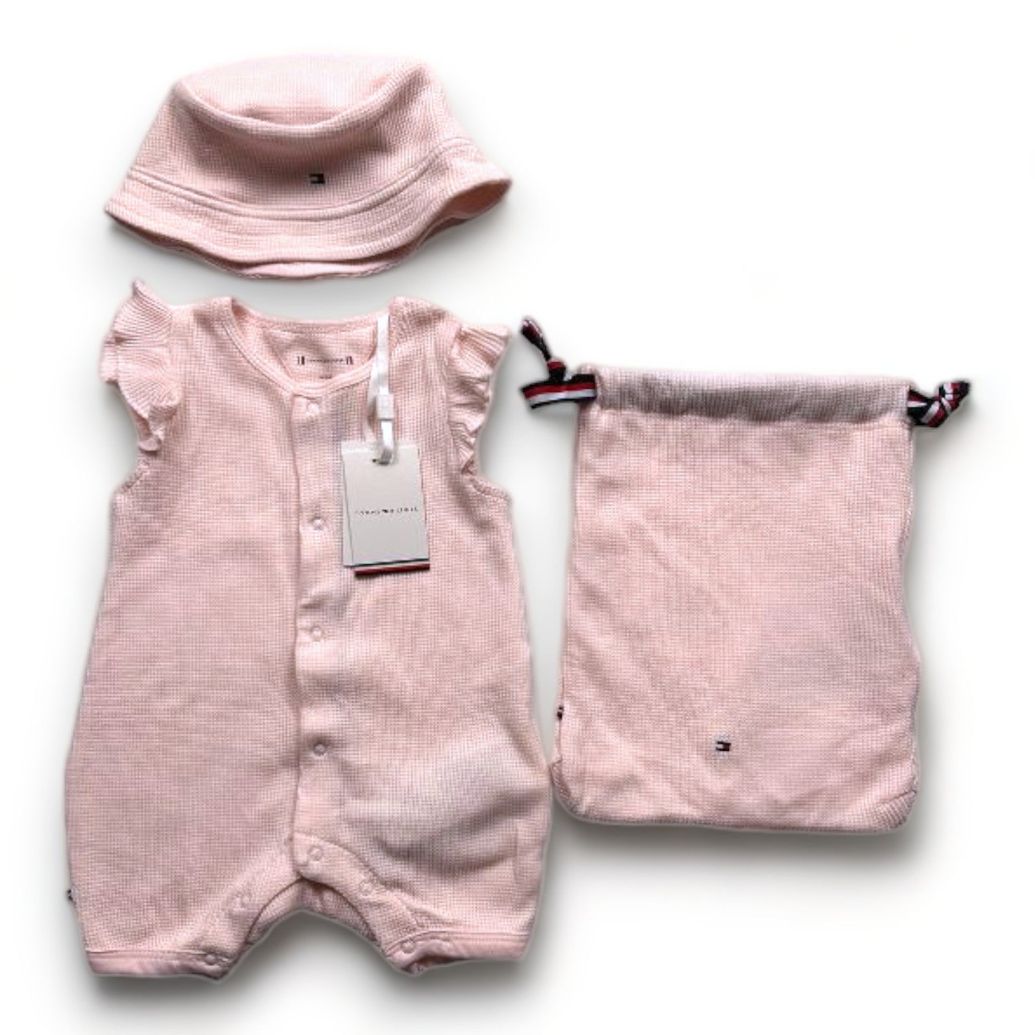 TOMMY HILFIGER - Ensemble combinaison avec bob rose neuf - 0 mois