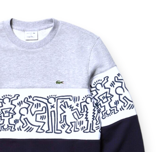 LACOSTE X KEITH HARING - Sweat gris et bleu marine - 12 ans