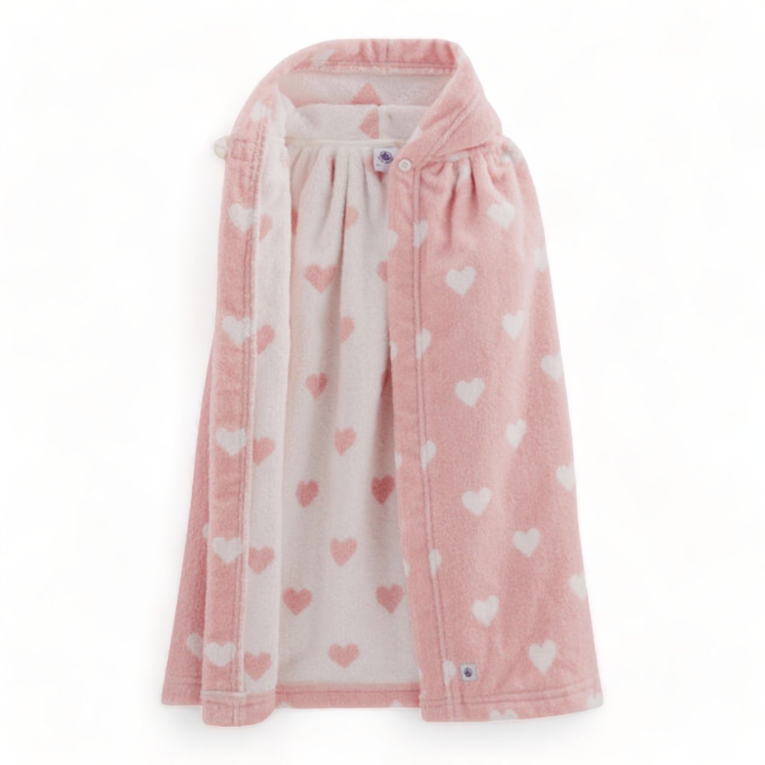 PETIT BATEAU - Terry cloth heart bath cape - One size