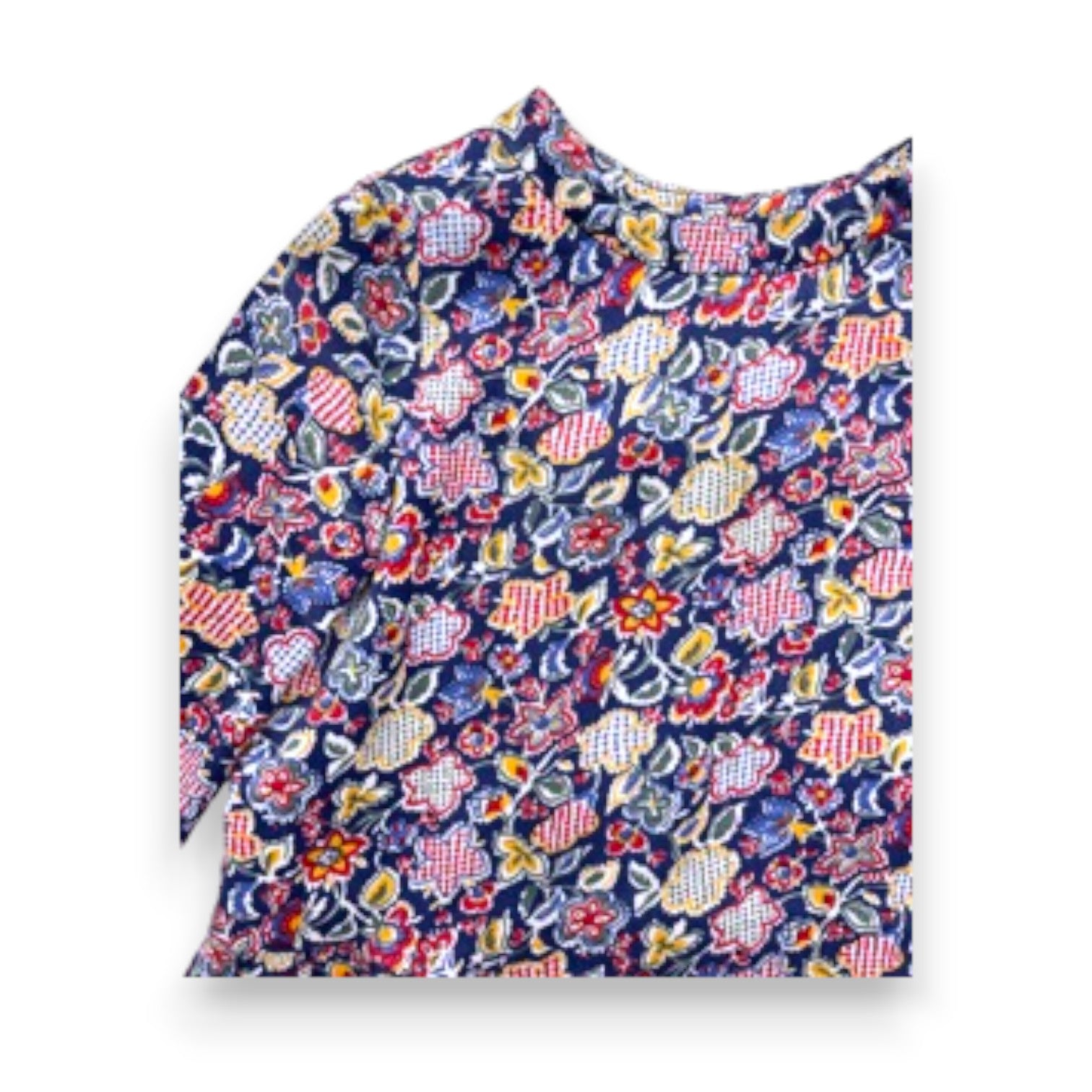 BONPOINT - Blue dress with yellow and red flowers - 4 years