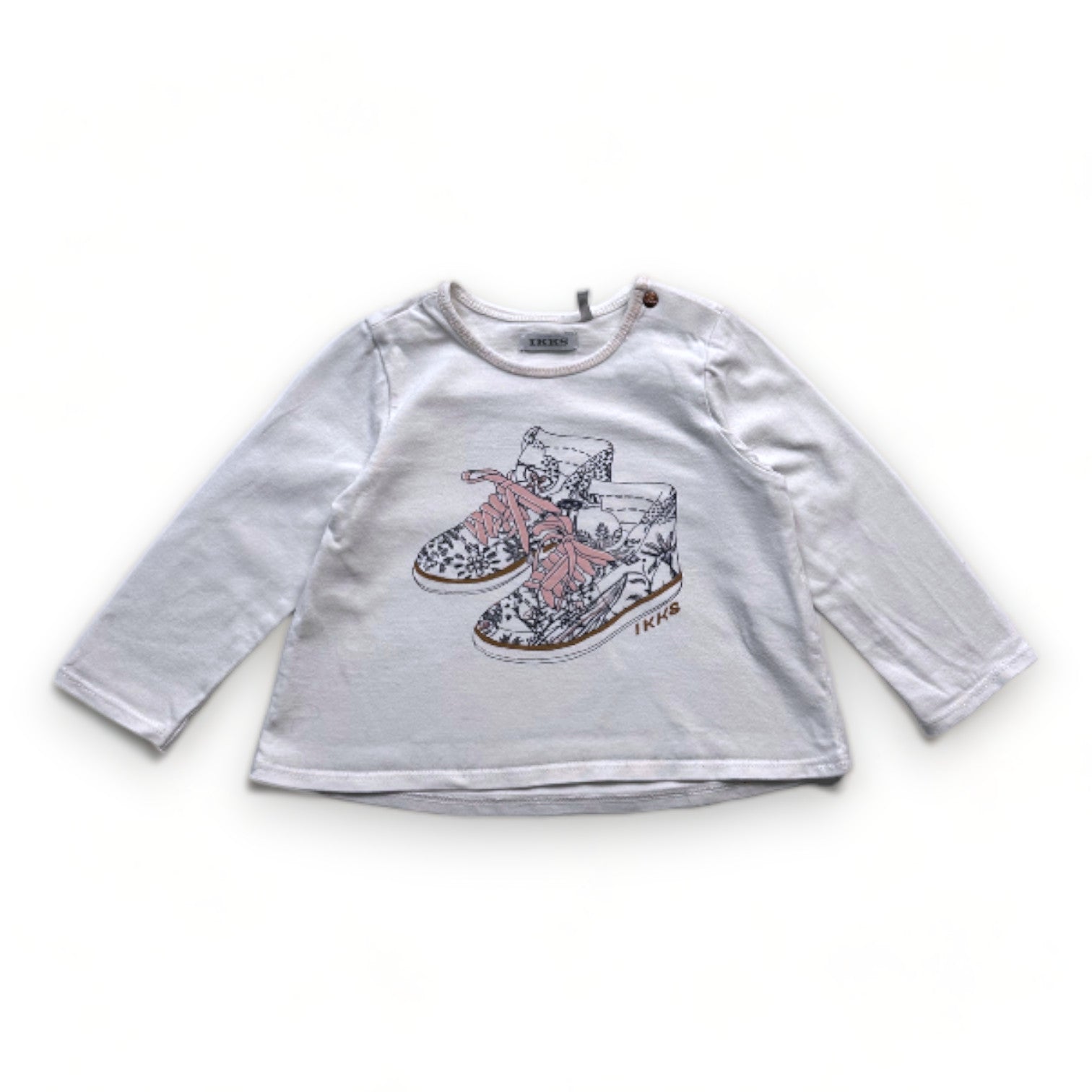 IKKS - T-shirt à manches longues blanc avec imprimé - 18 mois