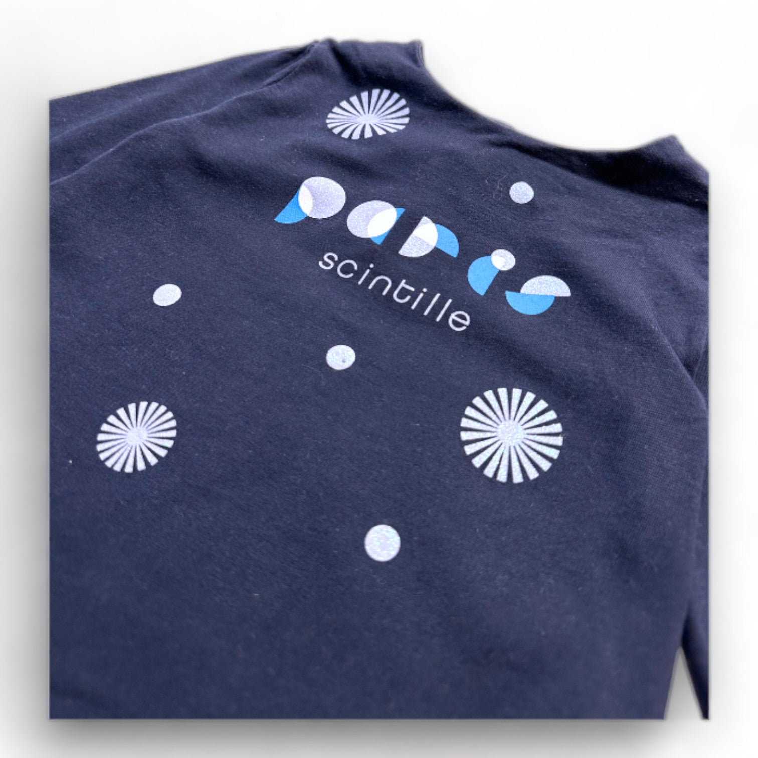 JACADI - Blaues Langarm-T-Shirt mit Aufdrucken - 3 Jahre