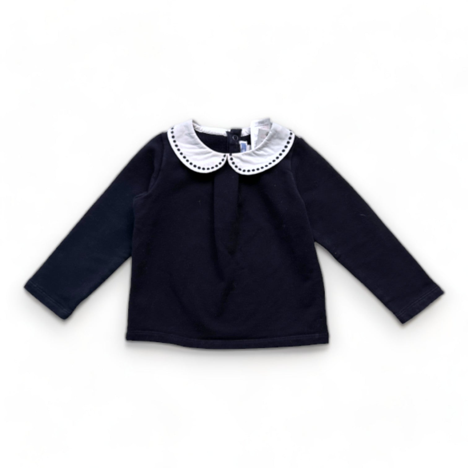 JACADI - Blauer Pullover mit weißem Kragen - 2 Jahre