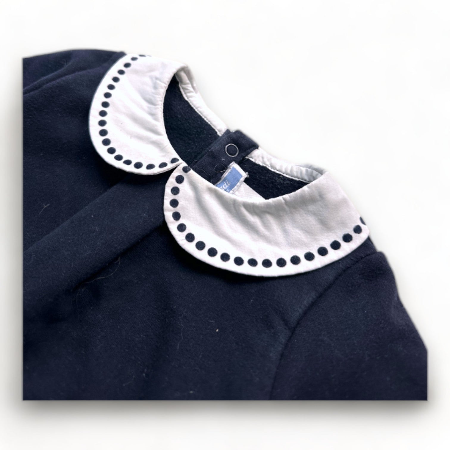 JACADI - Blauer Pullover mit weißem Kragen - 2 Jahre