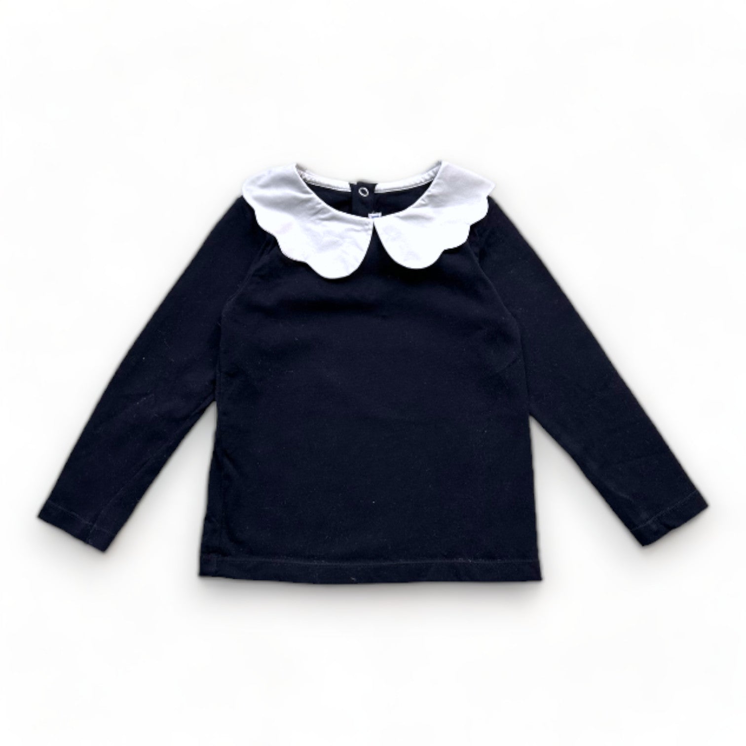 JACADI - Blaues Langarm-T-Shirt mit weißem Kragen - 3 Jahre