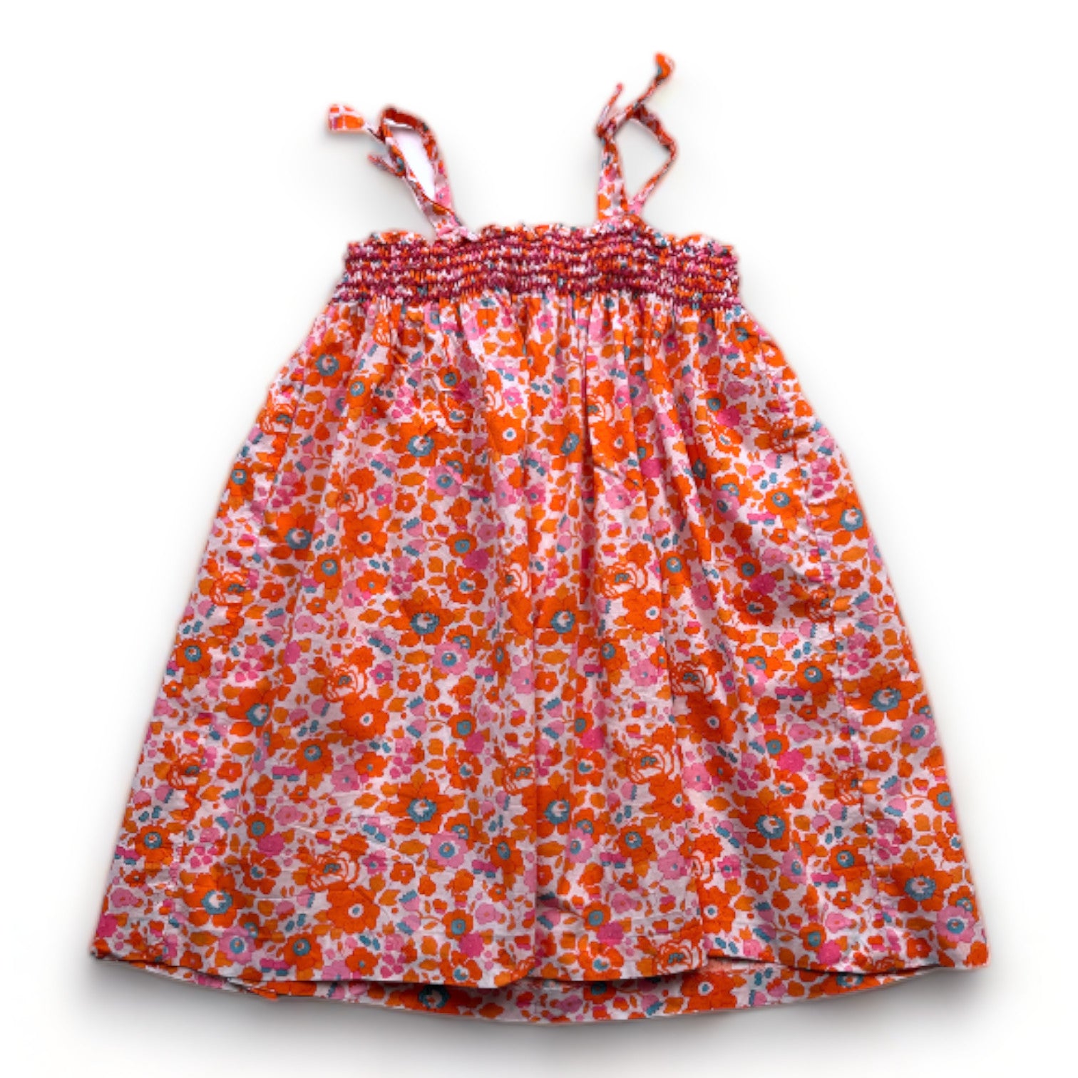 JACADI - Leichtes Kleid mit orangen Blumen - 4 Jahre